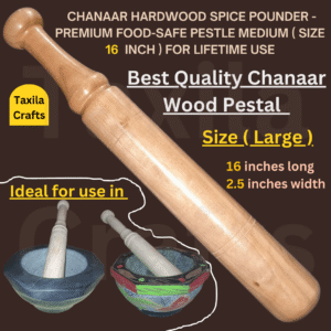 Taxila Crafts 16-Inch Chanaar Hardwood Langri Danda | Watta | Spice Pounder | Lifetime Use