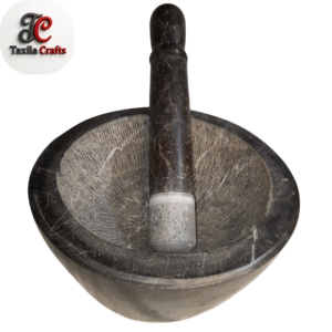 Customized Black Stone Langri Danda – Handmade Mortar & Pestle from Taxila Hills (Made to Order)