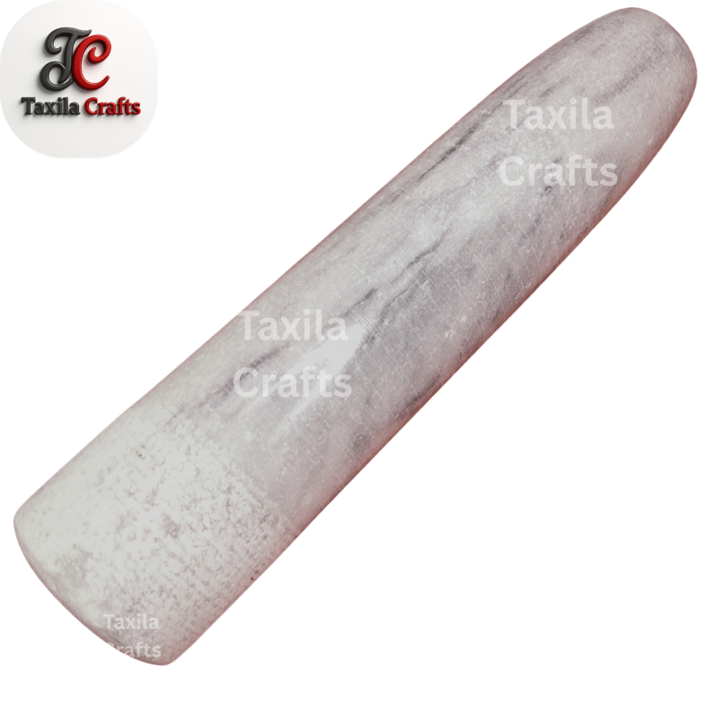 Taxila Crafts Premium 8-Inch Heavy White Marble Pestle – Replacement Langri Danda / Imam Dasta for Chatuwata & Kundi Danda Grinding