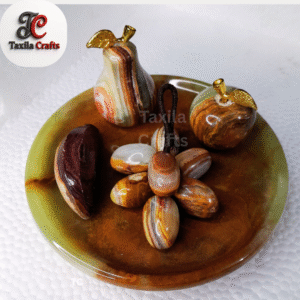 Mix Texture Onyx Stone Fruit Plate – Decorative Handcrafted Set with Onyx Fruits (5")