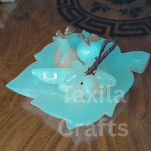 Leaf Shape White Onyx Fruit Plate with Onyx Fruits – Decorative Handcrafted Set (6.5")