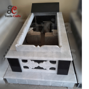 Taxila Crafts White Marble with Black Granite Contrast Qabar – Premium Two-Tone Grave ( Conact us for More Details )