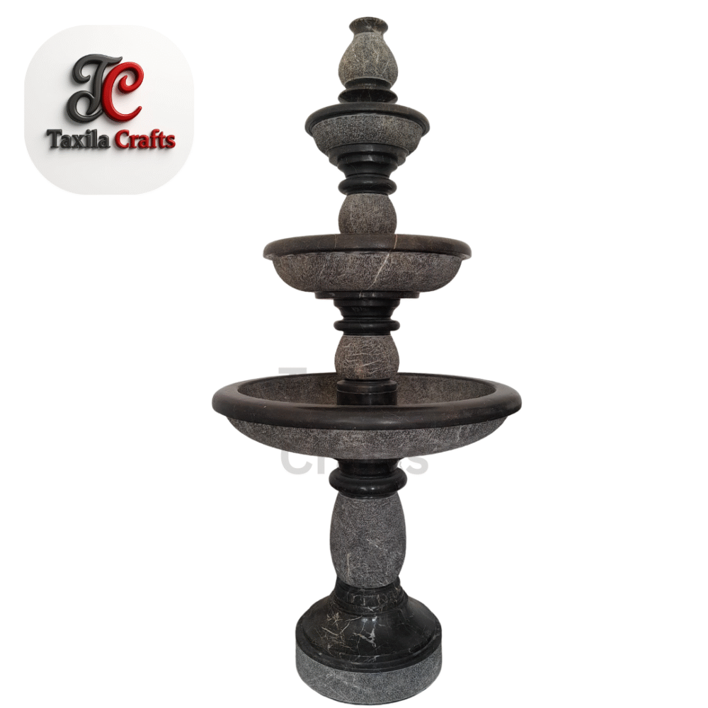 Taxila Black Stone Fountain – 5.5 Feet Handmade & Polished Garden & Home Decor Fountain