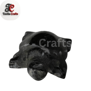 Small Size Hand-Carved Black Marble Turtle Figurine – Decorative Animal Sculpture
