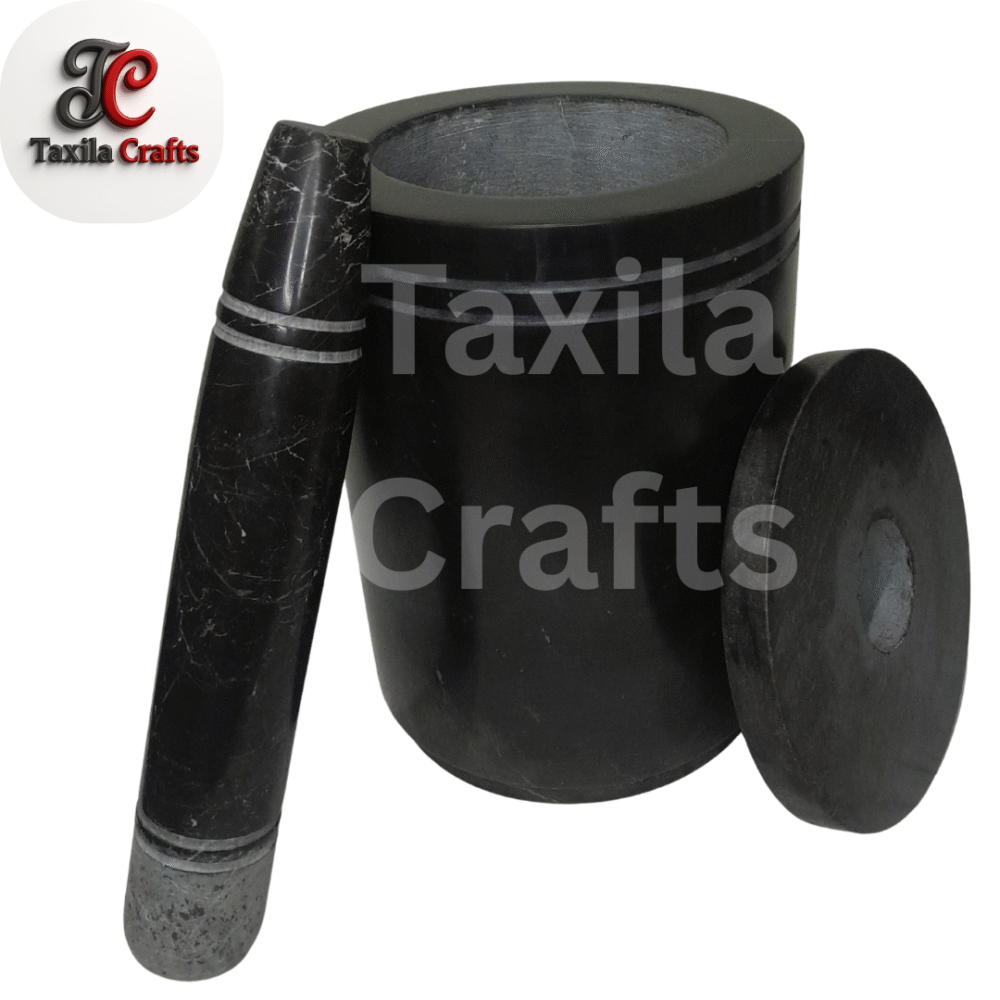 Taxila Crafts Customized Black Stone Chatu Watta – Handcrafted, Polished Outside & Rough Inside for Authentic Grinding – Order on WhatsApp