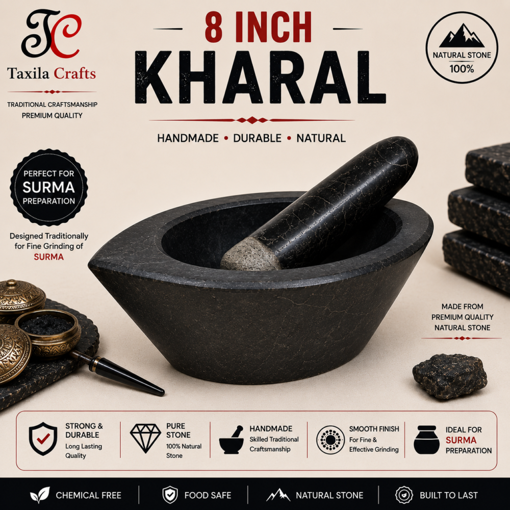 8" Boat Shape Black Stone Kharal