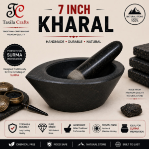 7" Taxila Black Stone Boat Shape Kharal