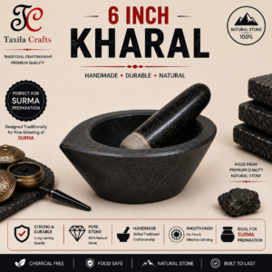 6" Taxila Black Stone Boat Shape Kharal