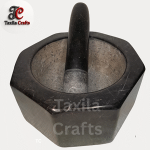 Taxila Hills Black Stone 9" Crystal Chattu Watta Mortar & Pestle