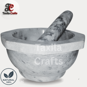 Large size 8x4 Octagon Shape -Inch Marble Gray Imam Dasta with Marble  Pestle | Mortar & Pestle (Langri Danda Kharal)