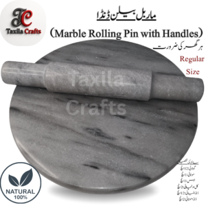 Marble Rolling Pin with Marble Chakla – Premium Natural Stone Roti Rolling Set (Regular Size)