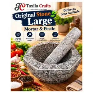 10-Inch Handmade Taxila Stone Octagon Mortar & Pestle