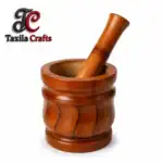 Medium Size Wooden Kundi Danda Traditional wooden mortar and pestle from Taxila Crafts for grinding spices.